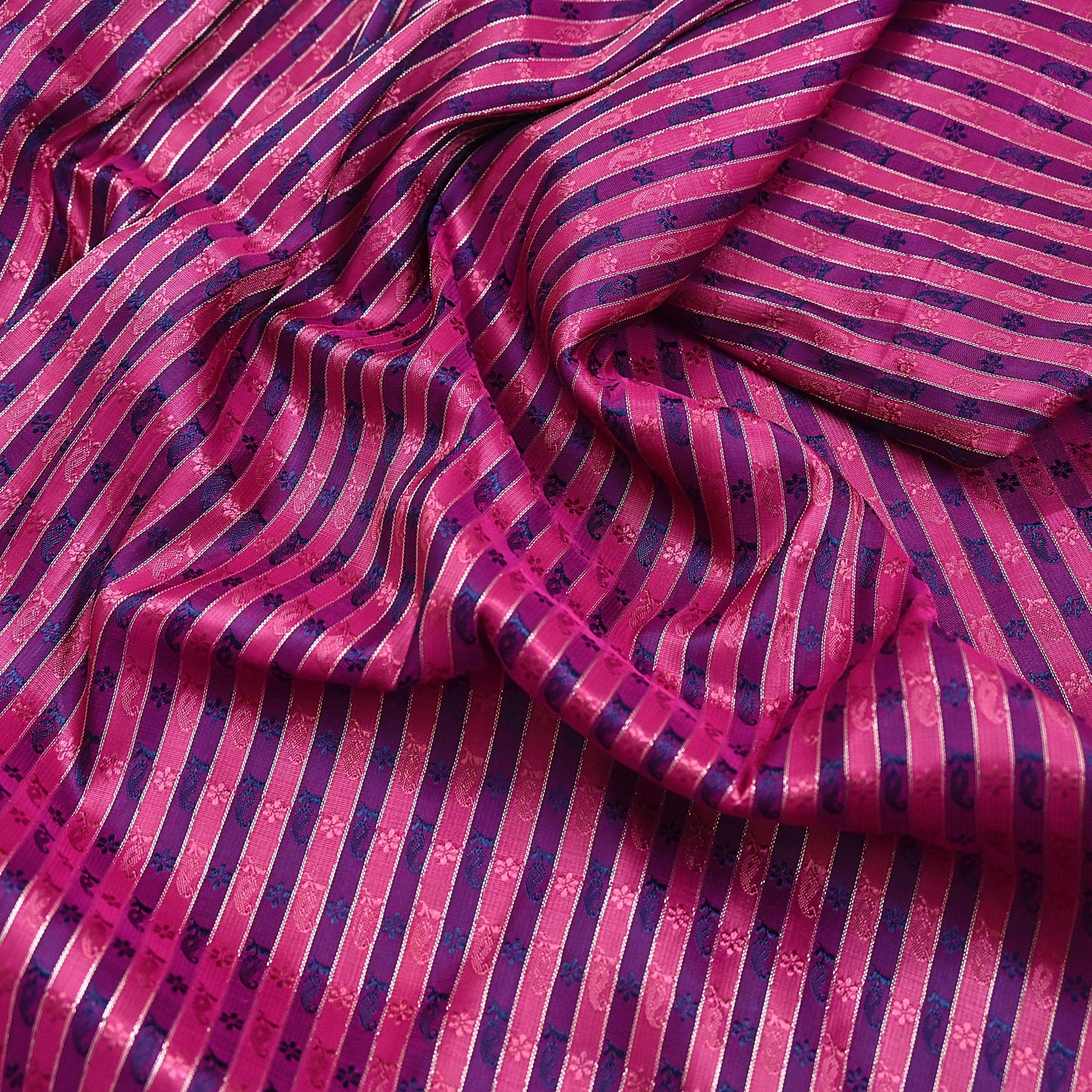 Indian Vintage Sari Purple Heavy Wedding Pure Satin Silk Woven Banarasi Brocade Saree Zari 5Yd Craft Fabric Ethnic Dress making Crafting