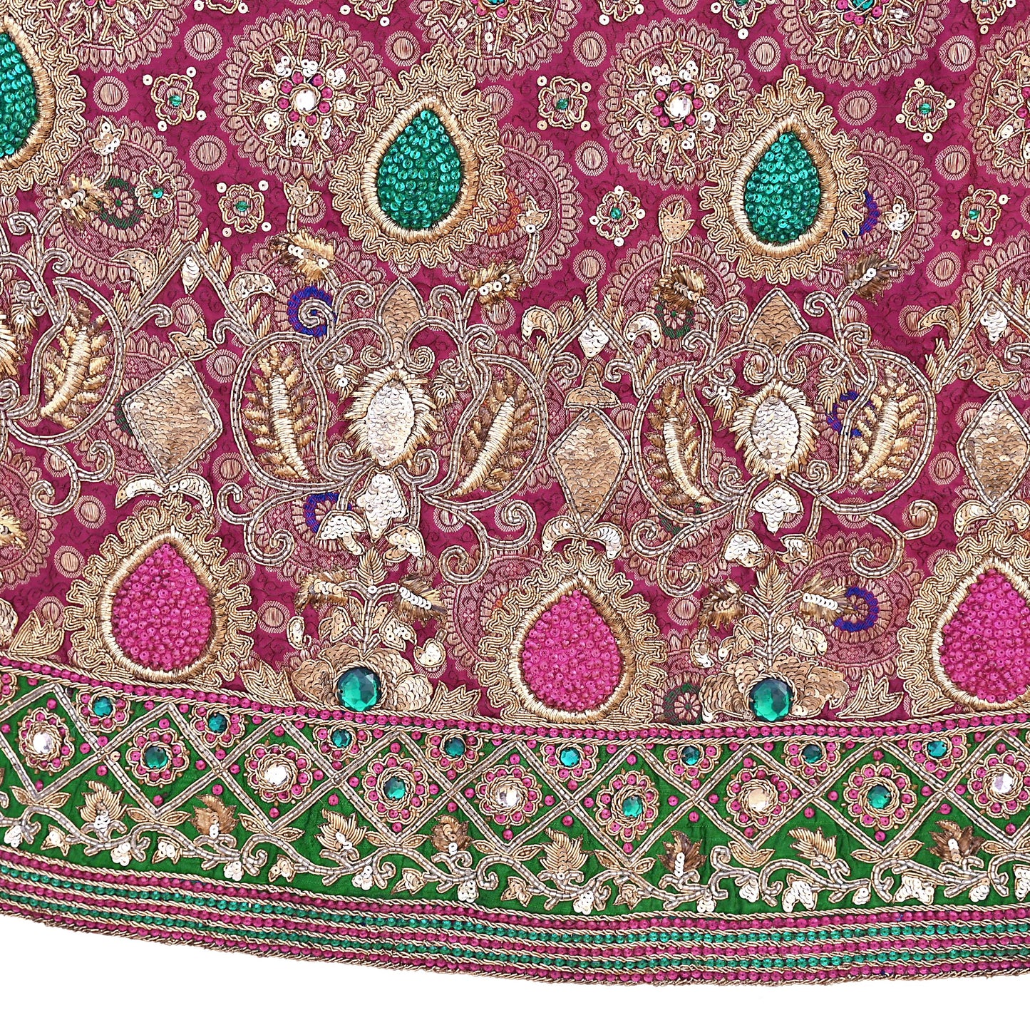 Indian Pre-Owned Heavy Wedding pink Pure Satin Silk Hand Embroidered banarasi Lehenga/Skirt Designer By Manish Malhotra Bridal Wear Zardozi