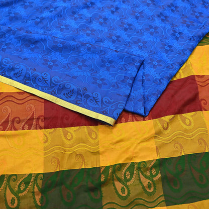 Vintage Kanjivaram Silk Saree Multi Pure Silk Zari Fabric Indian Handwoven 6Yd Craft Material Dressmaking Textile