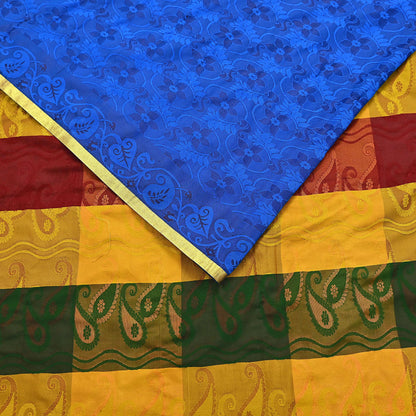 Vintage Kanjivaram Silk Saree Multi Pure Silk Zari Fabric Indian Handwoven 6Yd Craft Material Dressmaking Textile