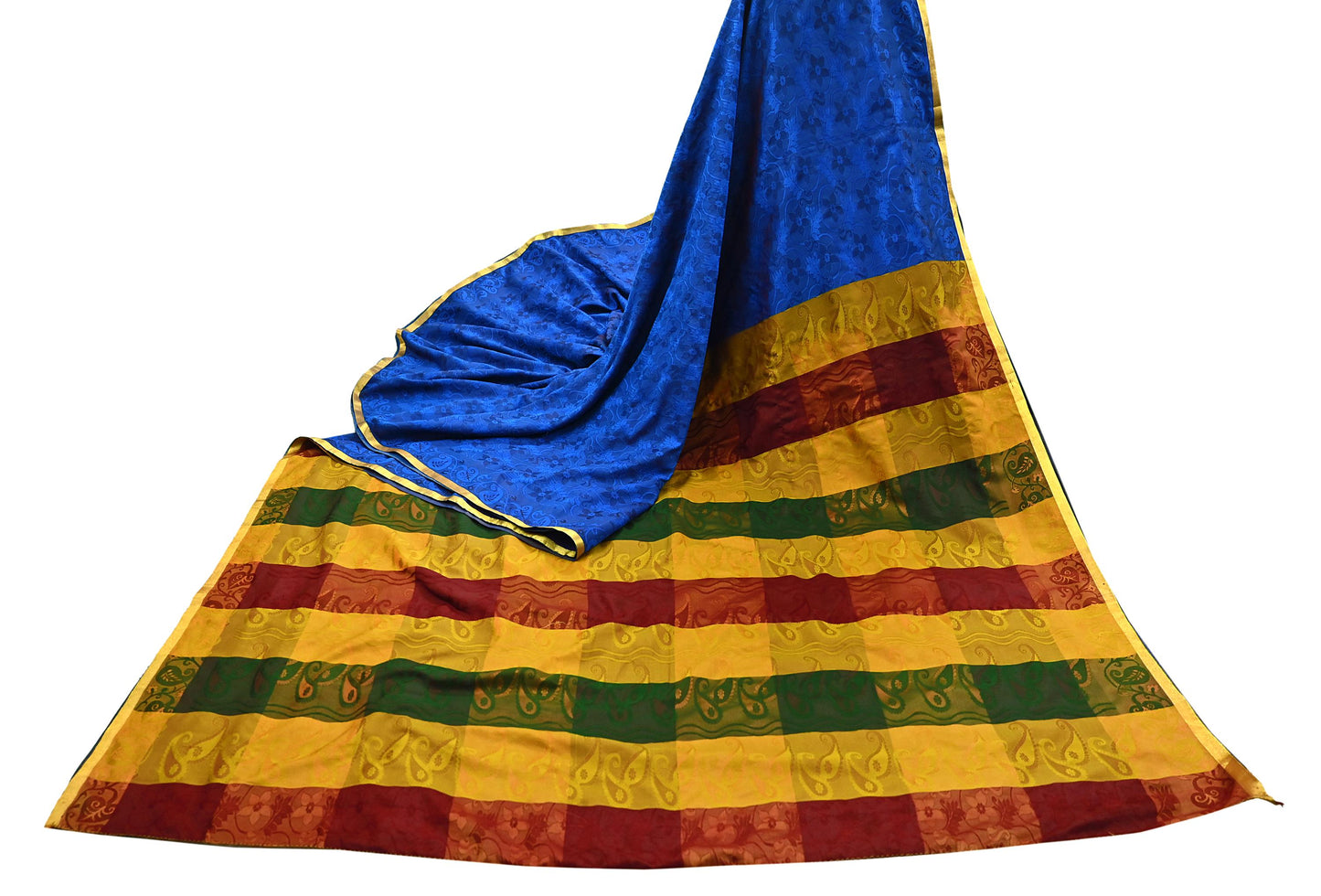 Vintage Kanjivaram Silk Saree Multi Pure Silk Zari Fabric Indian Handwoven 6Yd Craft Material Dressmaking Textile
