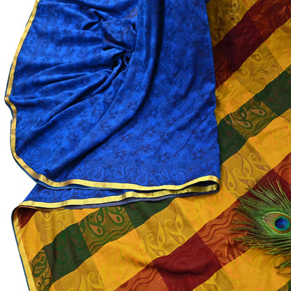 Vintage Kanjivaram Silk Saree Multi Pure Silk Zari Fabric Indian Handwoven 6Yd Craft Material Dressmaking Textile