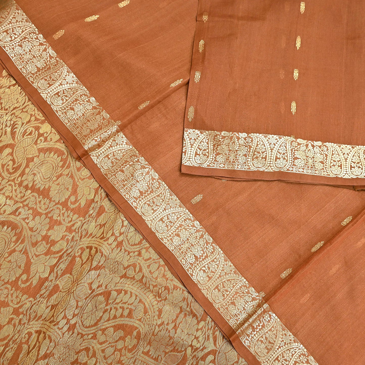 Indian Vintage Sari Rusty 100% Pure Silk Hand Woven Sarees Craft Fabric 5Yd Ethnic Sewing Dress making Crafting Quilting Upcycle