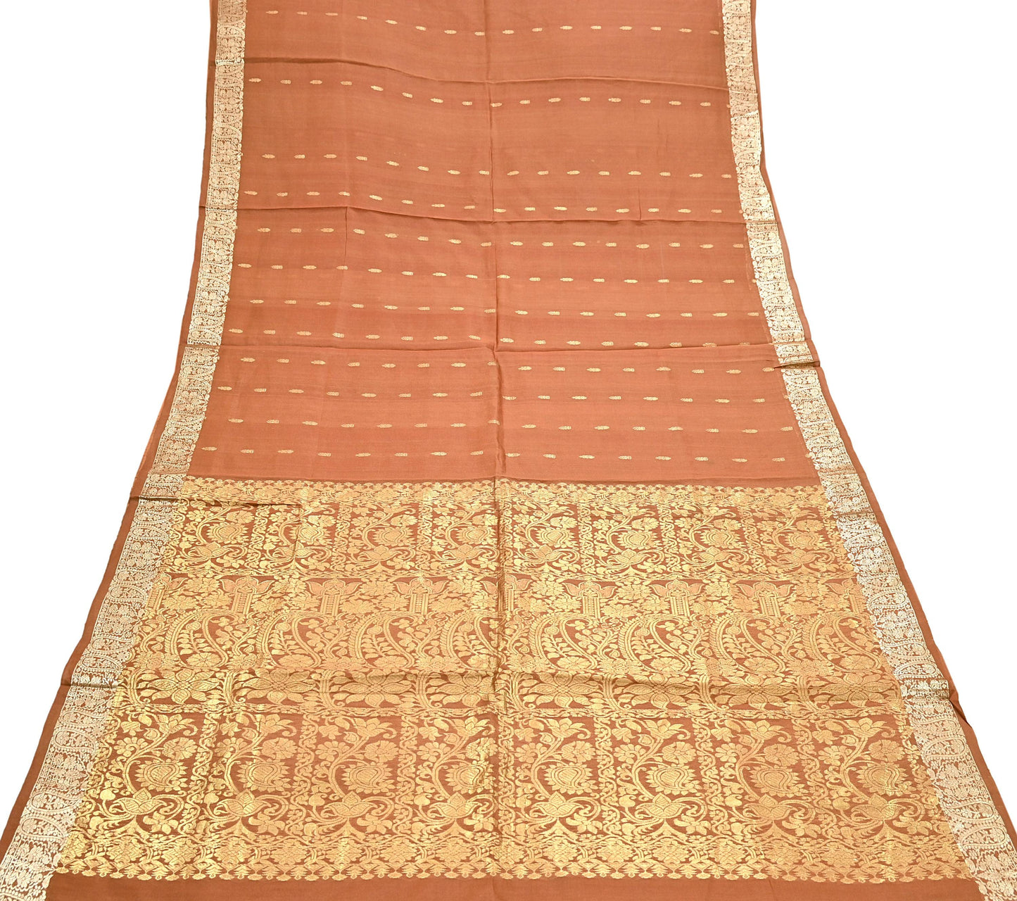 Indian Vintage Sari Rusty 100% Pure Silk Hand Woven Sarees Craft Fabric 5Yd Ethnic Sewing Dress making Crafting Quilting Upcycle