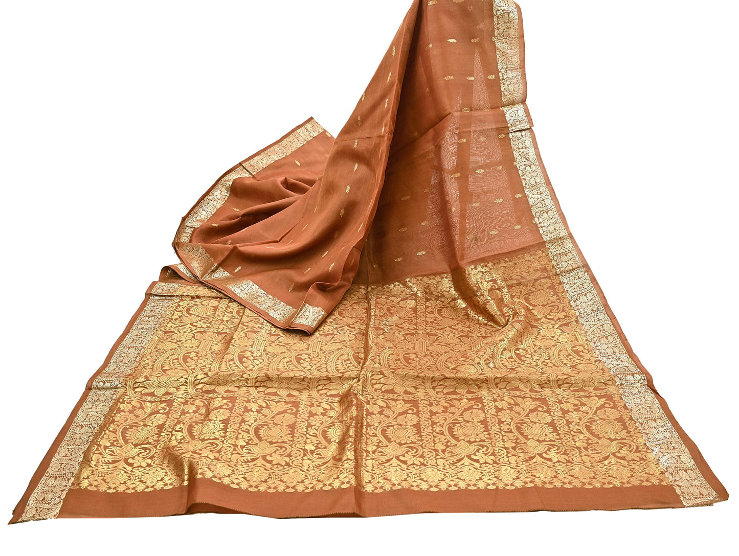 Indian Vintage Sari Rusty 100% Pure Silk Hand Woven Sarees Craft Fabric 5Yd Ethnic Sewing Dress making Crafting Quilting Upcycle