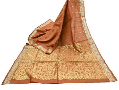 Indian Vintage Sari Rusty 100% Pure Silk Hand Woven Sarees Craft Fabric 5Yd Ethnic Sewing Dress making Crafting Quilting Upcycle