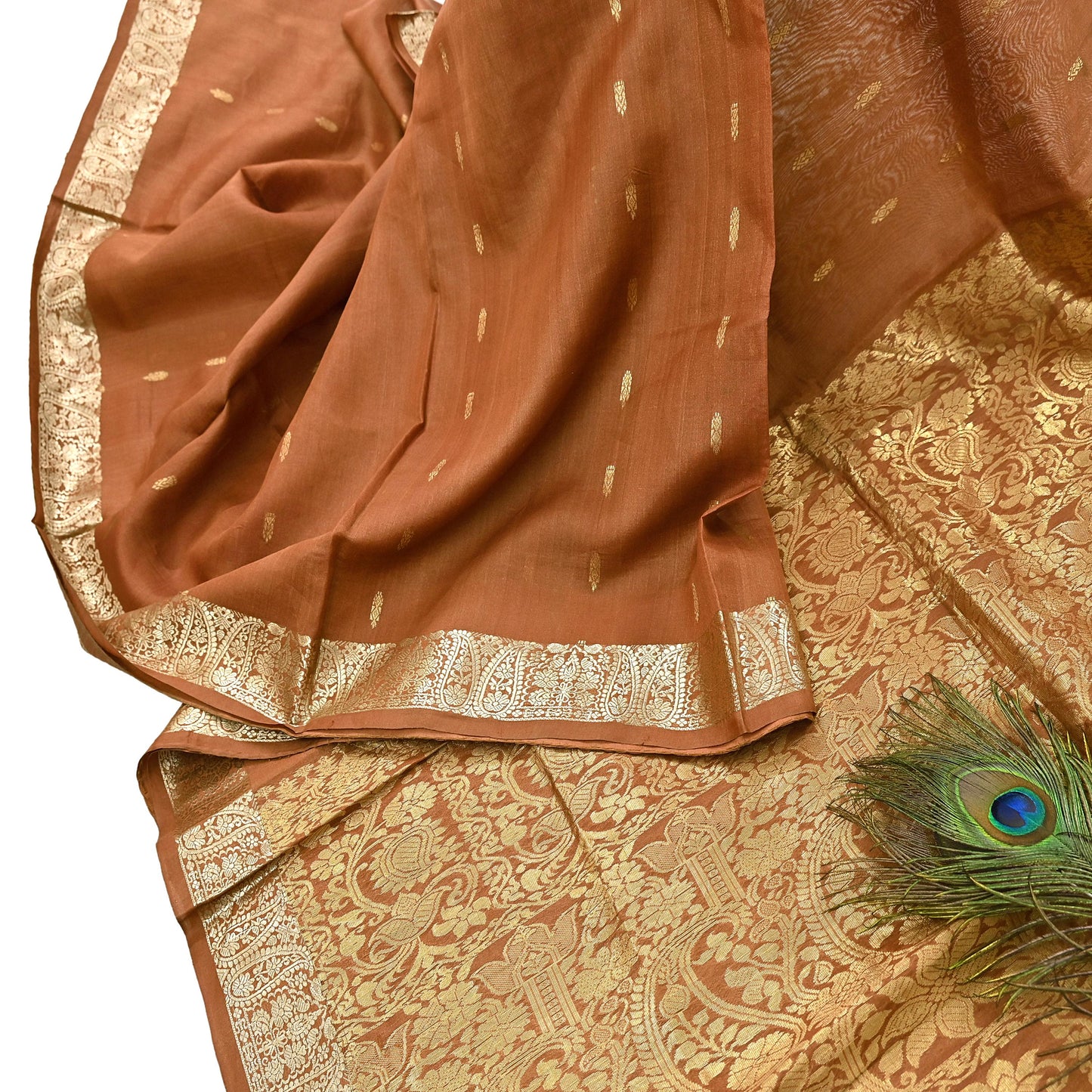 Indian Vintage Sari Rusty 100% Pure Silk Hand Woven Sarees Craft Fabric 5Yd Ethnic Sewing Dress making Crafting Quilting Upcycle