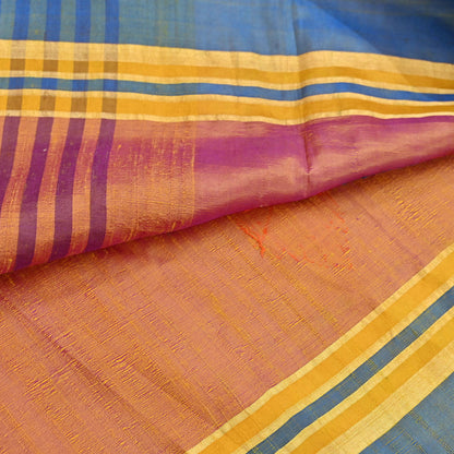 Indian Vintage Sari Saffron & purple 100% Pure Silk Hand Woven Sarees Craft Fabric 5Yd Ethnic Sewing Dress making Crafting Quilting Upcycle