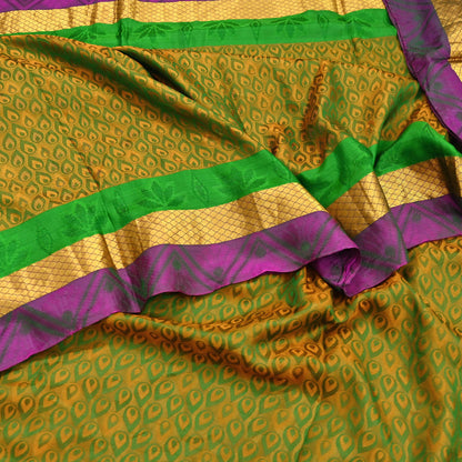 Indian Vintage Woven Kanjivaram Saree 100% Pure Silk Sari Zari 5Yard Floral Dress making Crafting Quilting Upcycle