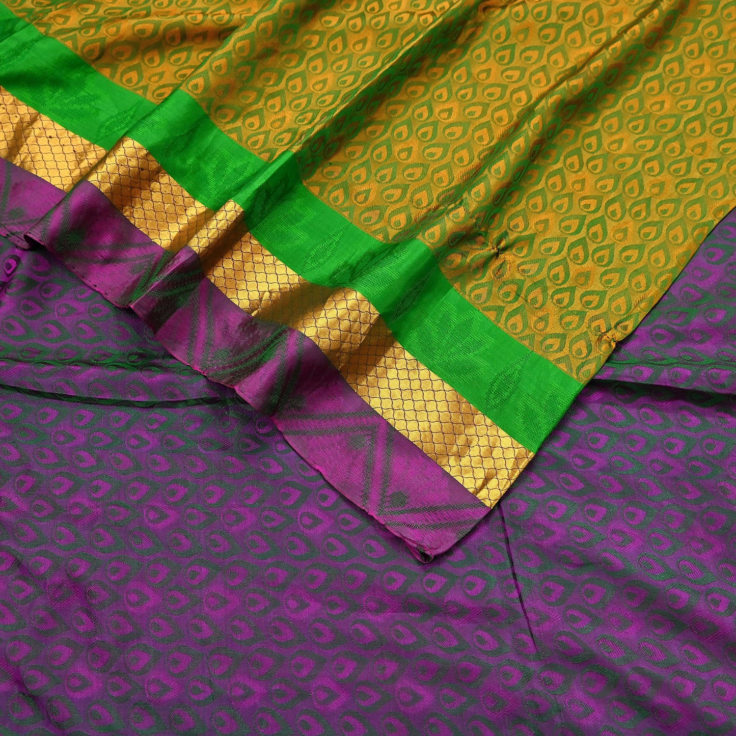 Indian Vintage Woven Kanjivaram Saree 100% Pure Silk Sari Zari 5Yard Floral Dress making Crafting Quilting Upcycle