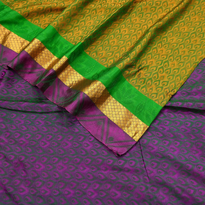 Indian Vintage Woven Kanjivaram Saree 100% Pure Silk Sari Zari 5Yard Floral Dress making Crafting Quilting Upcycle