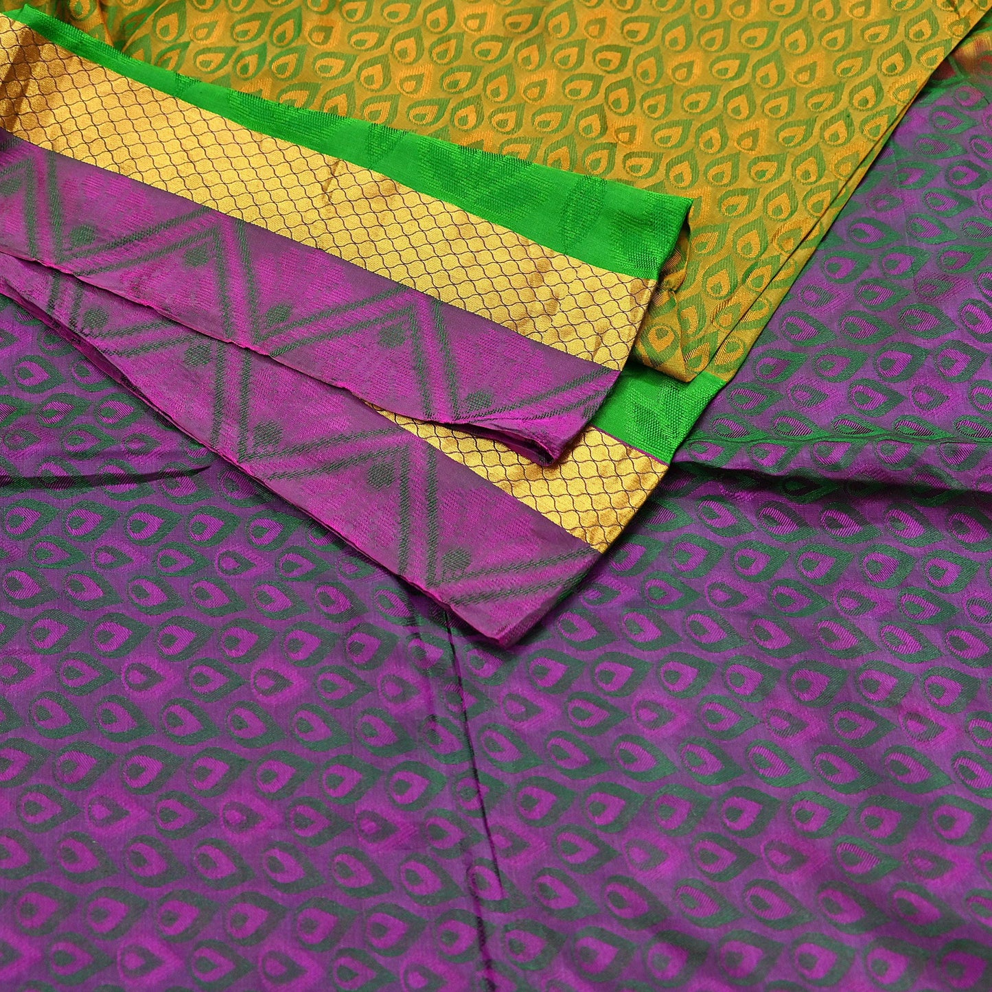 Indian Vintage Woven Kanjivaram Saree 100% Pure Silk Sari Zari 5Yard Floral Dress making Crafting Quilting Upcycle