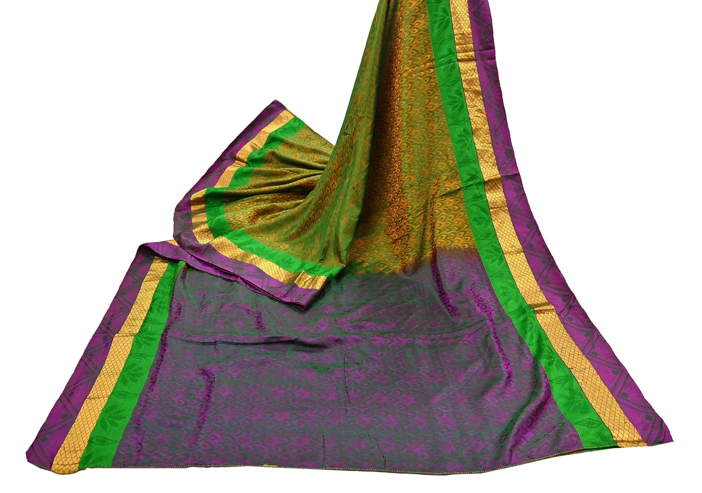 Indian Vintage Woven Kanjivaram Saree 100% Pure Silk Sari Zari 5Yard Floral Dress making Crafting Quilting Upcycle