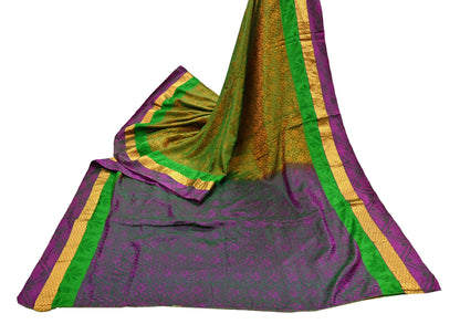 Indian Vintage Woven Kanjivaram Saree 100% Pure Silk Sari Zari 5Yard Floral Dress making Crafting Quilting Upcycle