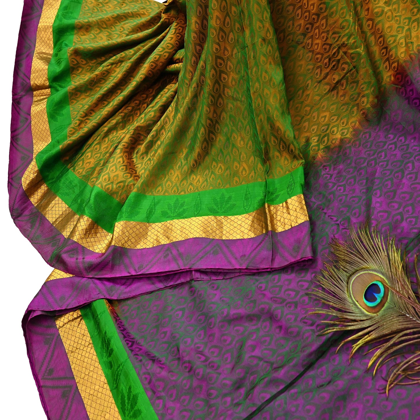 Indian Vintage Woven Kanjivaram Saree 100% Pure Silk Sari Zari 5Yard Floral Dress making Crafting Quilting Upcycle