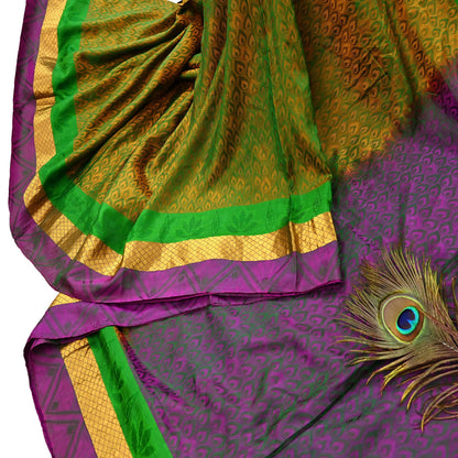 Indian Vintage Woven Kanjivaram Saree 100% Pure Silk Sari Zari 5Yard Floral Dress making Crafting Quilting Upcycle