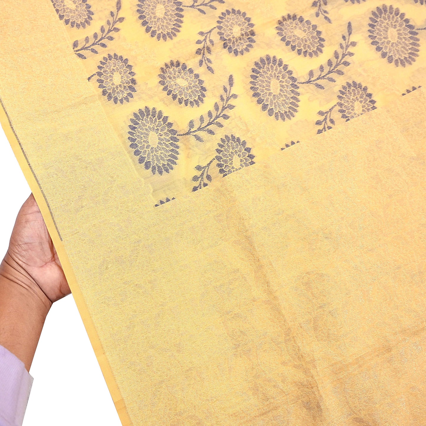 Indian Vintage Sari Beige  Blend Cotton Hand Woven Saree 5yard Ethnic Fringes Zari Fabric