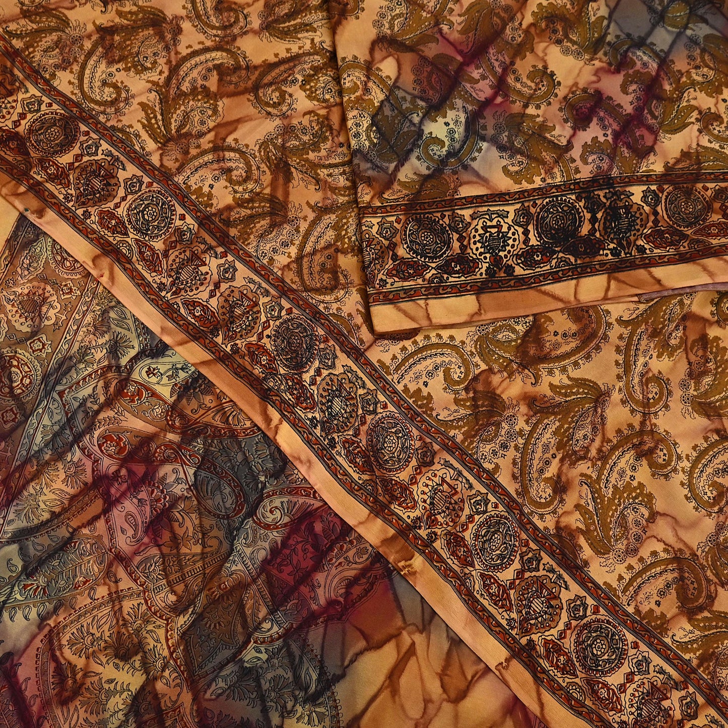 Indian Vintage Saree Pure Crepe Silk Printed Sari Craft Fabric 5yd Sewing Floral Soft Wrap Dress Making Crafting Quilting Upcycle