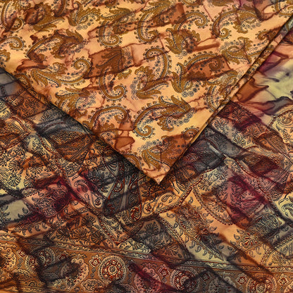 Indian Vintage Saree Pure Crepe Silk Printed Sari Craft Fabric 5yd Sewing Floral Soft Wrap Dress Making Crafting Quilting Upcycle