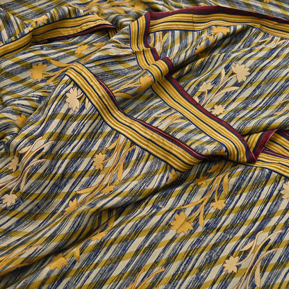 Indian Vintage Multi Pure Silk Printed Saree 6Yards Soft Floral Fabric for Dressmaking, Quilting, Crafting, Sewing, Dress Making