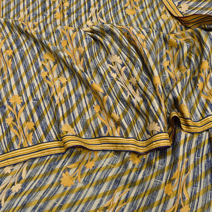 Indian Vintage Multi Pure Silk Printed Saree 6Yards Soft Floral Fabric for Dressmaking, Quilting, Crafting, Sewing, Dress Making