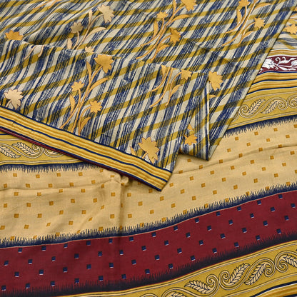 Indian Vintage Multi Pure Silk Printed Saree 6Yards Soft Floral Fabric for Dressmaking, Quilting, Crafting, Sewing, Dress Making