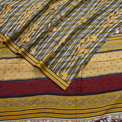 Indian Vintage Multi Pure Silk Printed Saree 6Yards Soft Floral Fabric for Dressmaking, Quilting, Crafting, Sewing, Dress Making