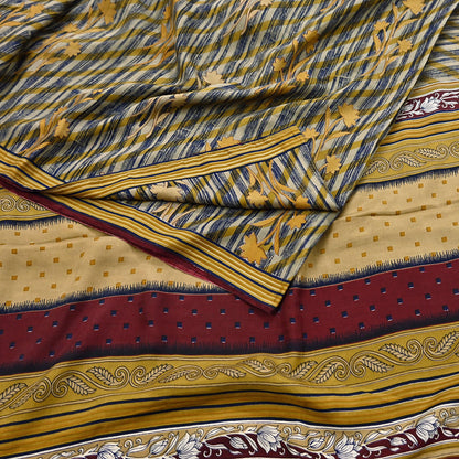 Indian Vintage Multi Pure Silk Printed Saree 6Yards Soft Floral Fabric for Dressmaking, Quilting, Crafting, Sewing, Dress Making