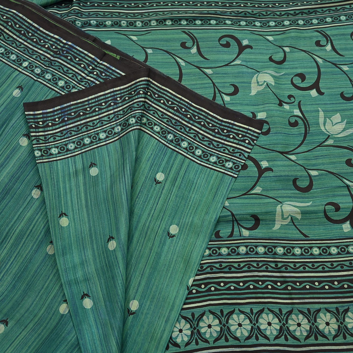 Indian Vintage Sari Green & Purple 100% Pure Silk Printed Sarees 5yd Craft Fabric Sewing Soft Dress Making Floral Quilting Crafting Upcycle