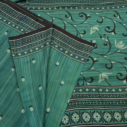 Indian Vintage Sari Green & Purple 100% Pure Silk Printed Sarees 5yd Craft Fabric Sewing Soft Dress Making Floral Quilting Crafting Upcycle