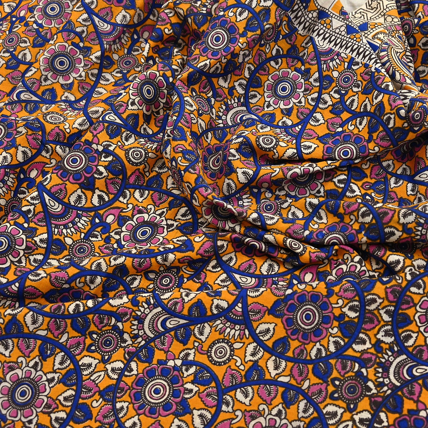Indian Vintage Sari Kalamkari Print Sari Pure Cotton Saree Craft Fabric 5Yd Soft Dancing Lady Ethnic Dress Making