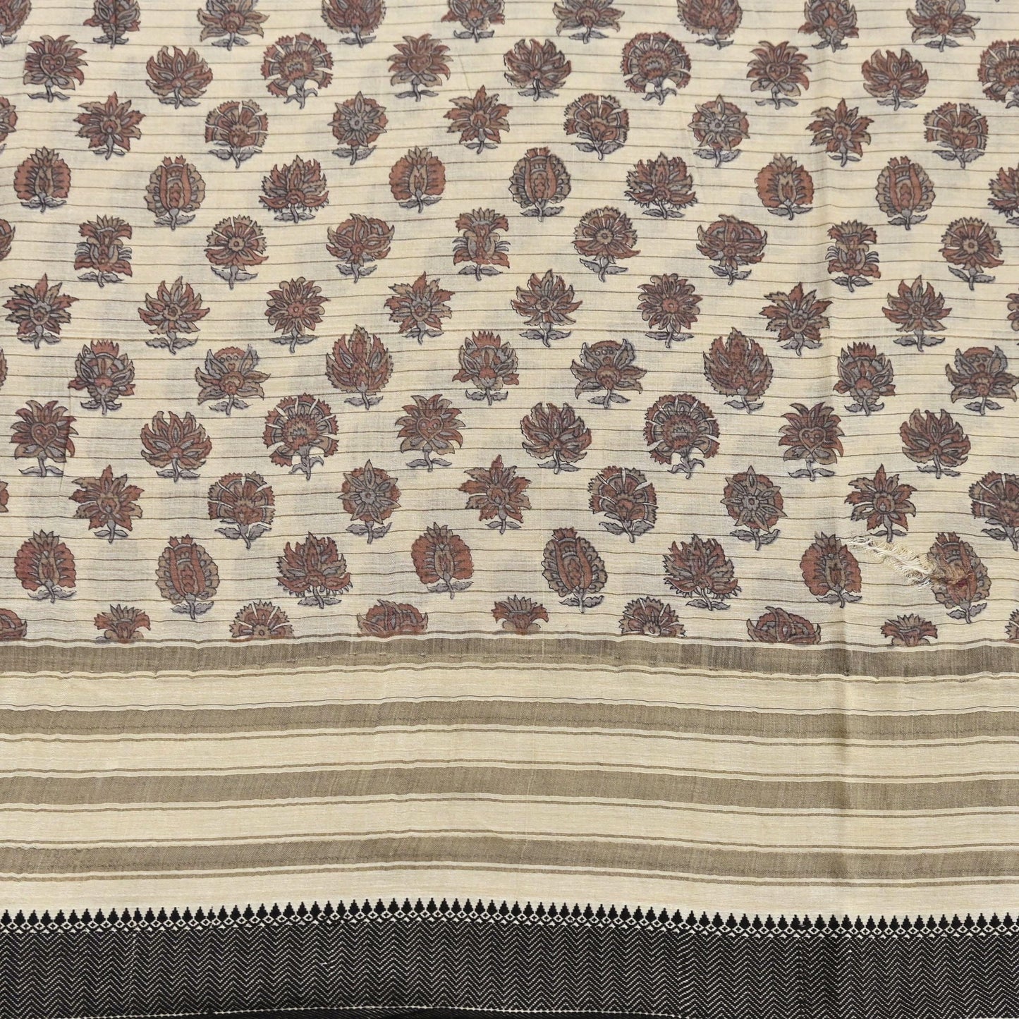 Indian Vintage Fabindia Sari Cream Pure Silk Block Printed Sarees Craft Fabric 5Yd Floral Dress making bollywood silk sarees