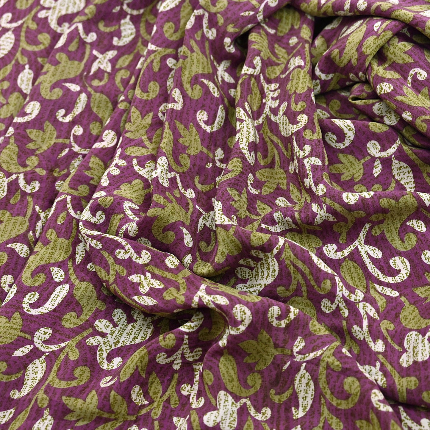 Indian Vintage Sari Purple Pure Crepe Silk Printed Sarees 5yd Sewing Soft Craft Fabric Wrap Dress Making Crafting Quilting Upcycle