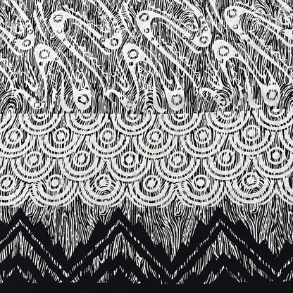 Indian Vintage Black & white Pure Crepe Silk Saree Abstrct Print 5 Yards Soft Sewing Fabric for Dressmaking, Quilting, Crafting Upcycling