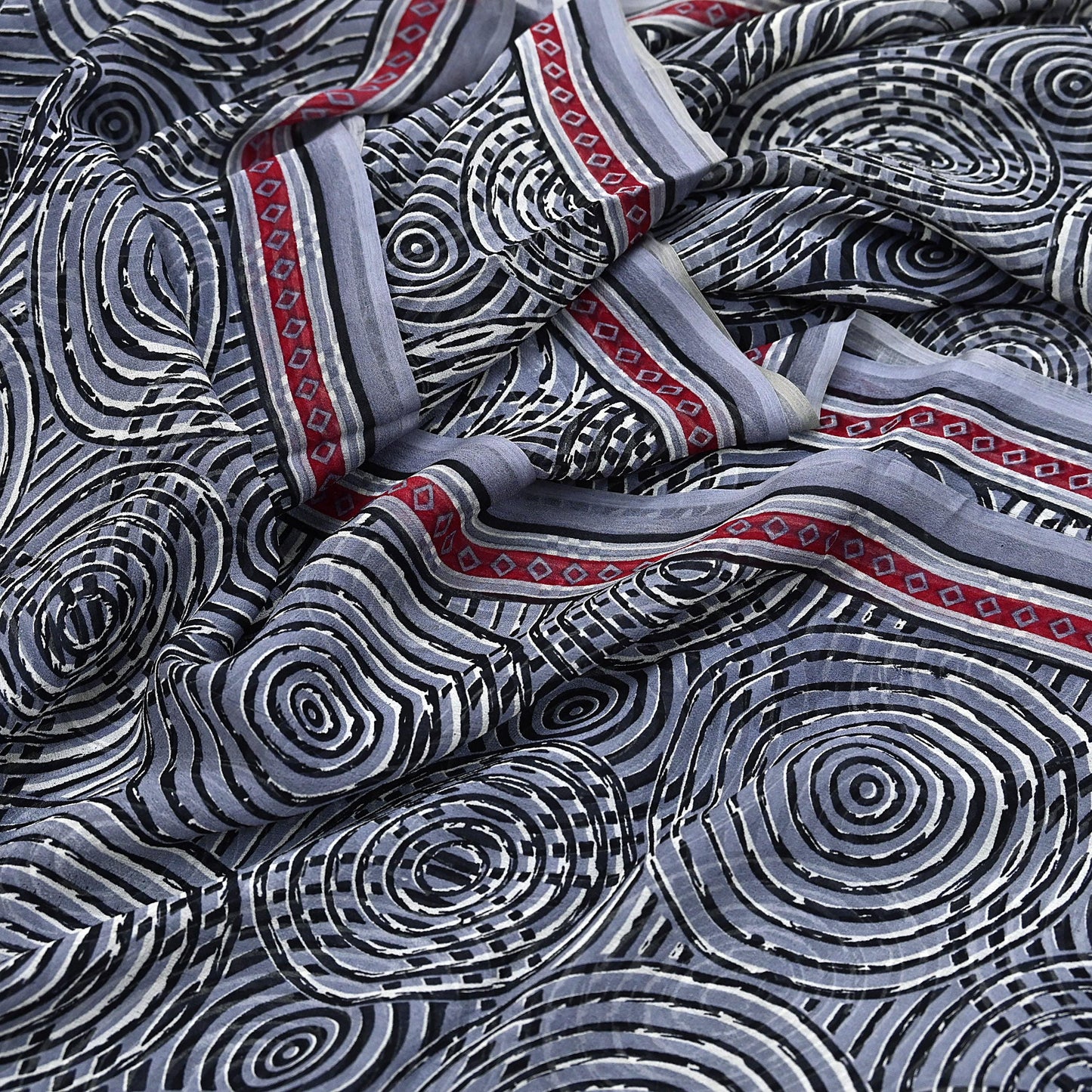 Indian Vintage Black & Gray Saree 100% Pure Georgette Silk Printed Sari Sewing 6yd Craft Fabric Dress Designing for Dress making