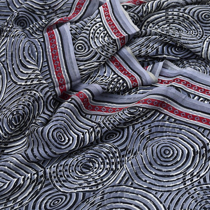 Indian Vintage Black & Gray Saree 100% Pure Georgette Silk Printed Sari Sewing 6yd Craft Fabric Dress Designing for Dress making