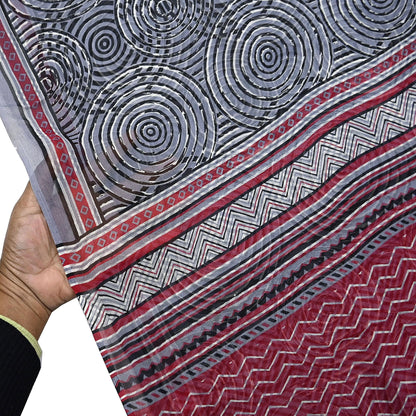 Indian Vintage Black & Gray Saree 100% Pure Georgette Silk Printed Sari Sewing 6yd Craft Fabric Dress Designing for Dress making