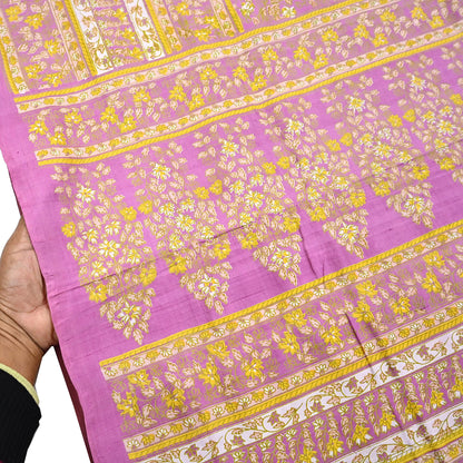 Indian Vintage Pink Pure Silk Printed Saree 6 Yards Soft Floral Fabric for Dressmaking, Quilting, Crafting, Sewing & Upcycling
