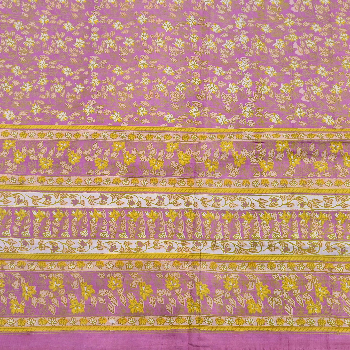 Indian Vintage Pink Pure Silk Printed Saree 6 Yards Soft Floral Fabric for Dressmaking, Quilting, Crafting, Sewing & Upcycling