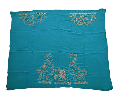 Heavy Blue Net Embroidered Saree Anamika Khanna Zardozi Dabka Zari Indian Wedding Sari Designer Mesh 6Yd Saree with Blouse Fabric