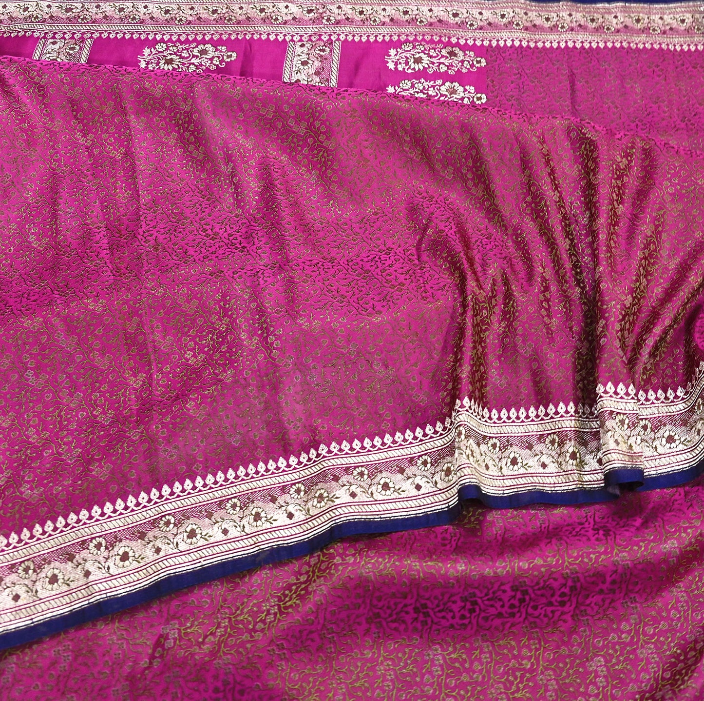 Indian Vintage Sari Pink Heavy Wedding Pure Satin Silk Woven Banarasi Tanchoi Saree 5Yd Ethnic Craft Fabric Upcycle Bridal Heavy Sarees