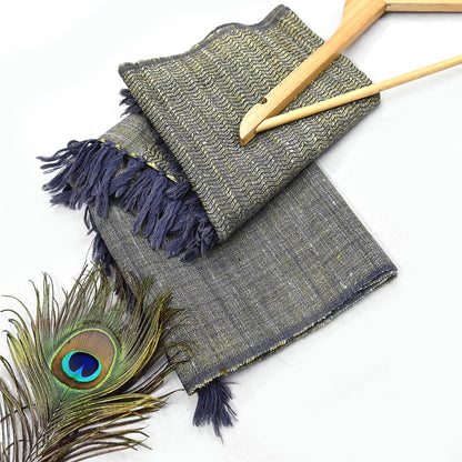 Indian Women Vintage Gray Long Stole Pure Woolen Scarf Dupatta Scarves Sarong Wrap Veil Hijab Shawl Soft Fringes