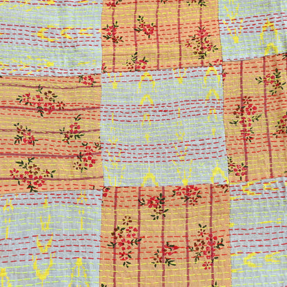 Indian Vintage Dupatta Multi Long Stole Pure Cotton Printed Hand Embroidered Kantha Scarves Veil Scarf Wrap For Women's