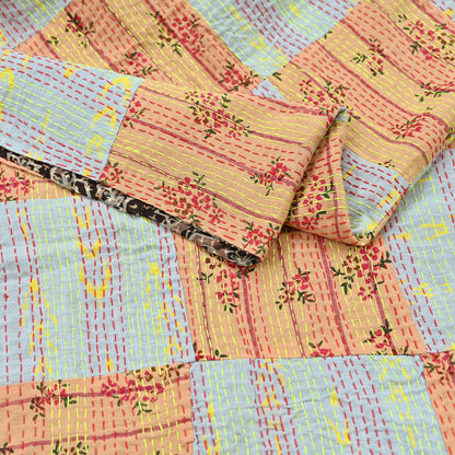 Indian Vintage Dupatta Multi Long Stole Pure Cotton Printed Hand Embroidered Kantha Scarves Veil Scarf Wrap For Women's