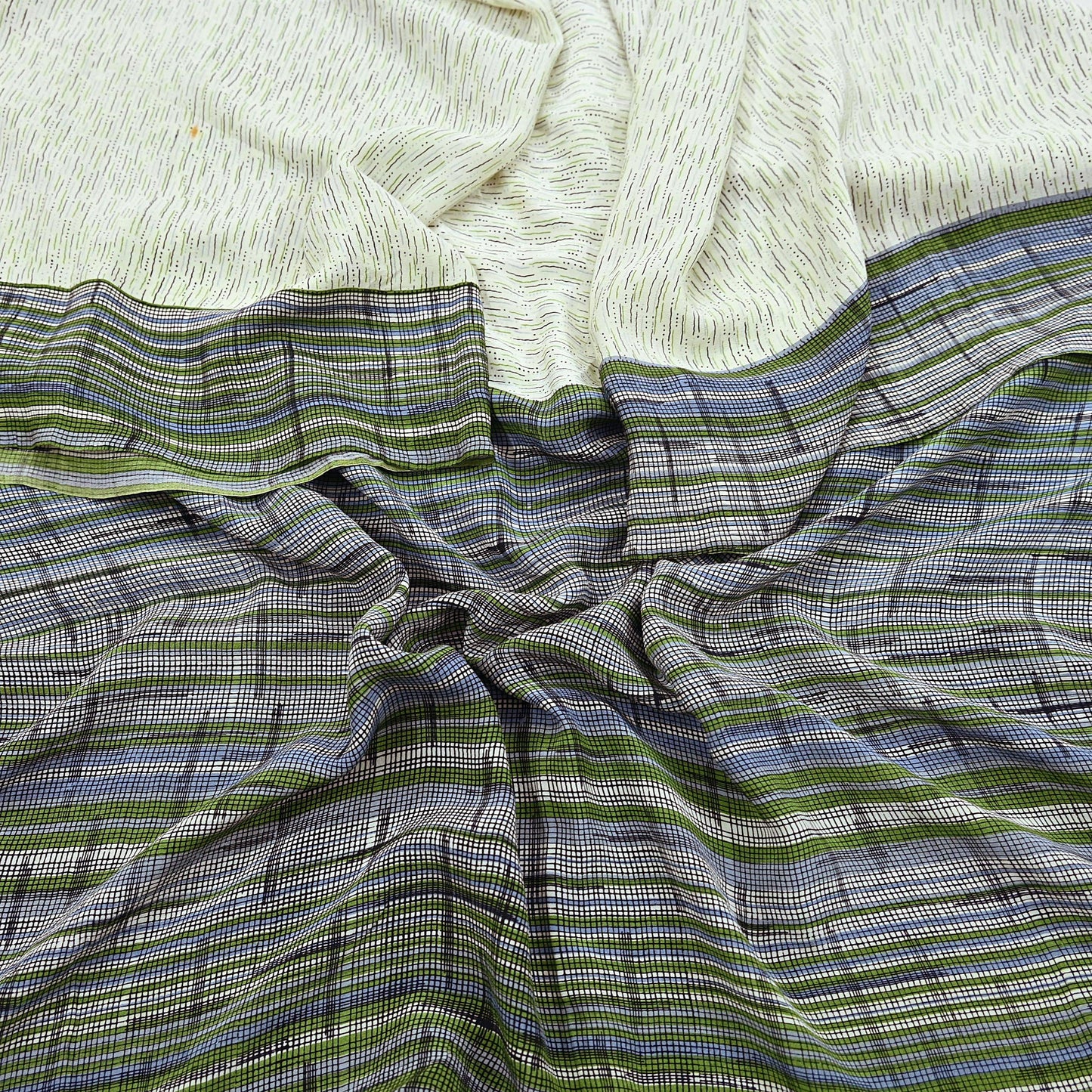 Indian Vintage Ivory Dupatta Long Stole Pure Crepe silk Printed Dupatta Veil Scarves soft Boho Wrap Dressmaking Stripes