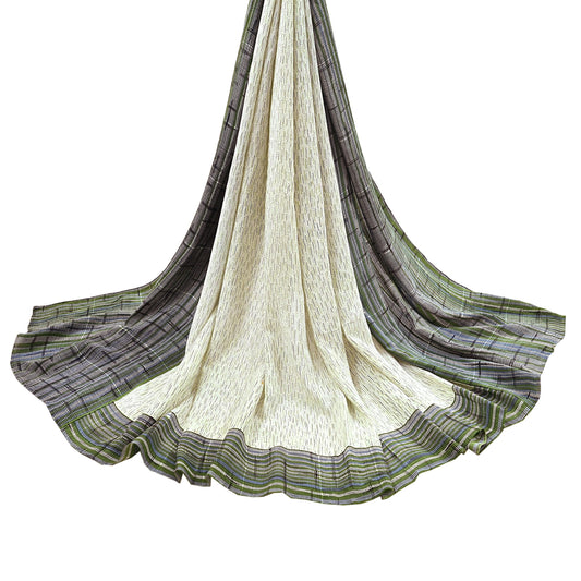 Indian Vintage Ivory Dupatta Long Stole Pure Crepe silk Printed Dupatta Veil Scarves soft Boho Wrap Dressmaking Stripes