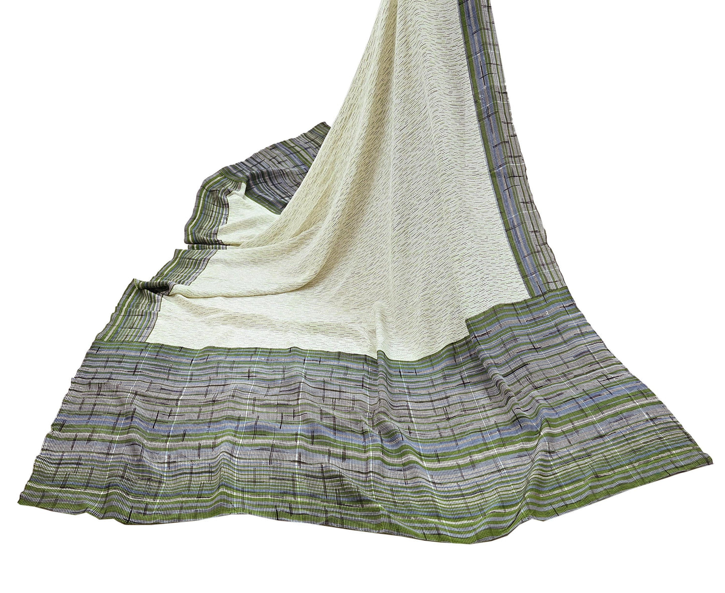Indian Vintage Ivory Dupatta Long Stole Pure Crepe silk Printed Dupatta Veil Scarves soft Boho Wrap Dressmaking Stripes