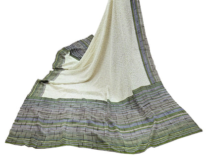 Indian Vintage Ivory Dupatta Long Stole Pure Crepe silk Printed Dupatta Veil Scarves soft Boho Wrap Dressmaking Stripes