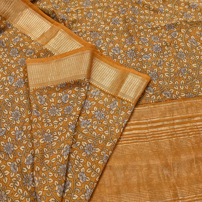 Indian Vintage Green Saree Block Printed Sari chanderi Silk Sari Craft Fabric 5Yd Floral Soft Zari Dress making Bollywood saree Birds