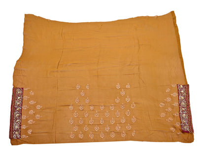 Indian Heavy Sari Saffron Pure Georgette Silk Hand Embroidered Sarees Designer Sabyasachi 6Yd Sewing Ethnic Bollywood party wear saree